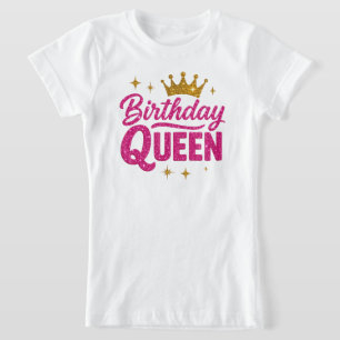 Niños Cumpleaños Reina Camiseta - Purpurina Rosado