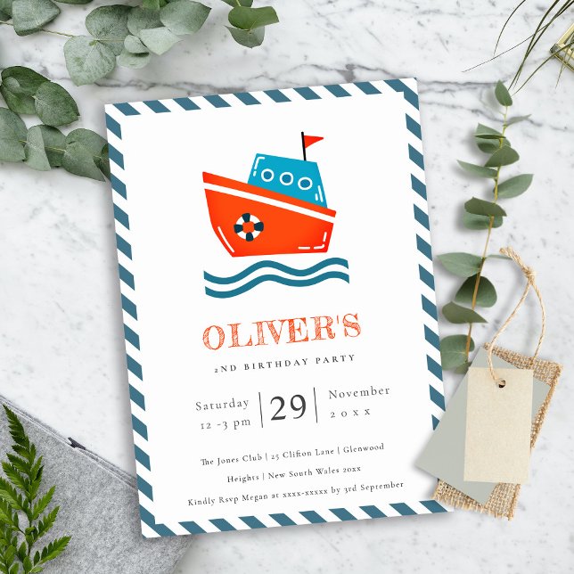 Niños Cuos Barco Náutico Invitación de cumpleaños  (Subido por el creador)