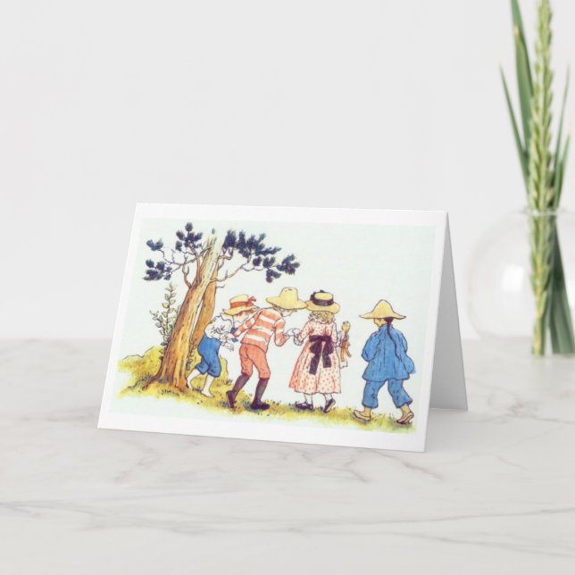 Niños curiosos, tarjeta de saludo (Anverso)