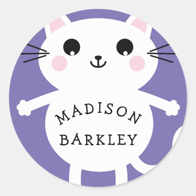 Niños Cute Kitty Nombre Gato Pegatinas Sellos para (Anverso)