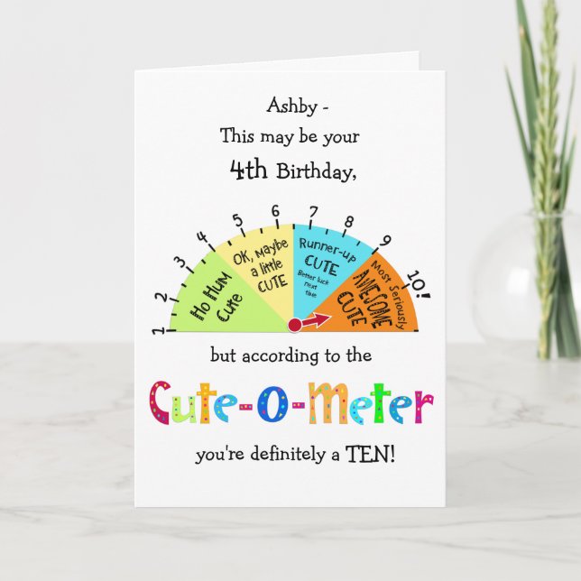 Niños Cute-O-Meter Graciosa Tarjeta de Saludo de C (Anverso)