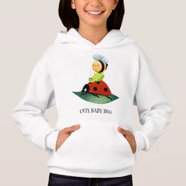 Niños Cute Red ladybug Bee insecto sobre hojas ver (Anverso)