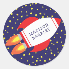 Niños Cute Rocket Ship Nombre Sello para sobres Pe