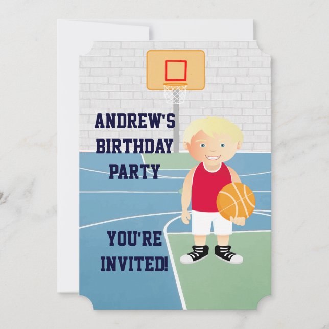Niños de baloncesto lindo Invitación a la fiesta d (Anverso)