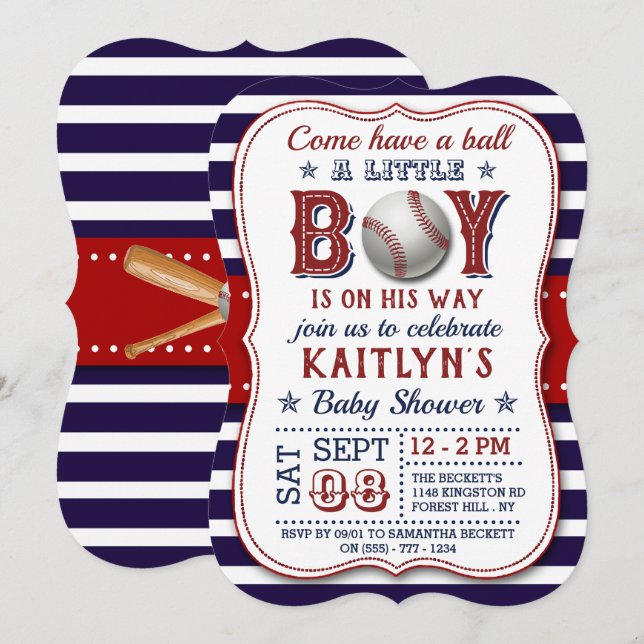 Niños de béisbol invitaciones a la ducha para bebé (Anverso / Reverso)