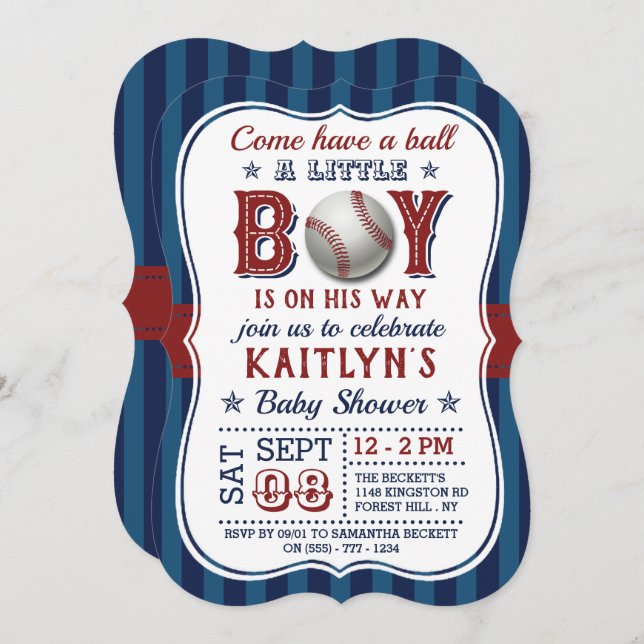 Niños de béisbol invitaciones a la ducha para bebé (Anverso / Reverso)