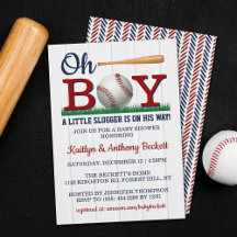 Niños de béisbol invitaciones a la ducha para bebé