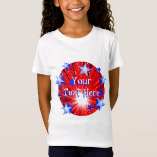 Niños de camisetas de 'Tu texto' azul rojo de Fire