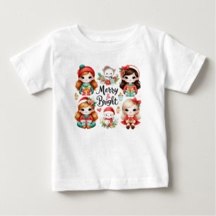 Niños de camisetas merry y Bright