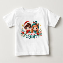 Niños de camisetas merry y Bright