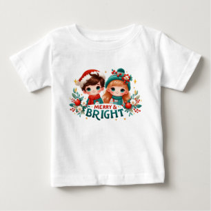 Niños de camisetas merry y Bright