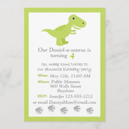 Niños de Dinosaur T-rex Invitación al cumpleaños p