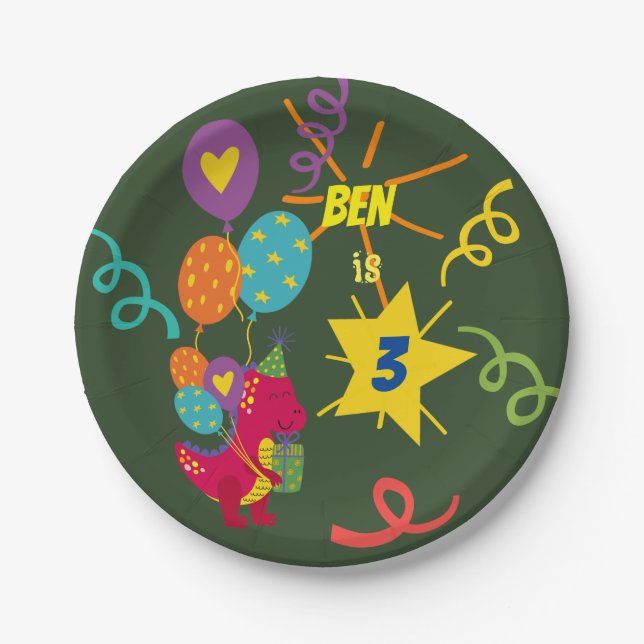 Niños de Dinosaurios vajilla fiesta (Anverso)