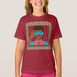 Niños de futuro real con té y camisetas casuales