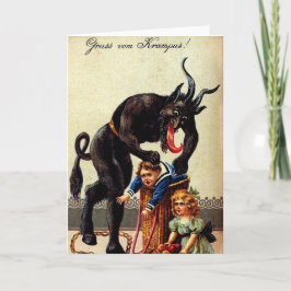 Niños de Krampus con tarjeta de felicitación navid
