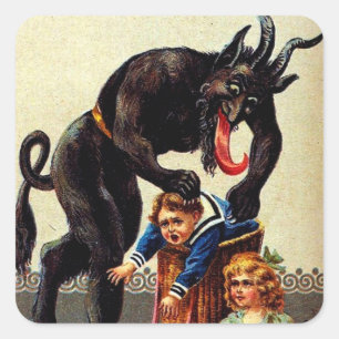 Niños de Krampus en las pegatinas navideñas de las