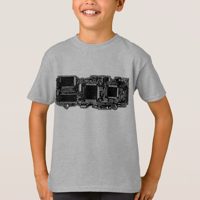 Niños de la camiseta del circuito B&W 2 grises (Anverso)