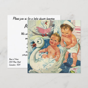 Niños de la época en la invitación de Baby Shower 