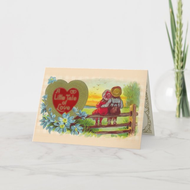 Niños de la época enamorados tarjeta de San Valent (Anverso)