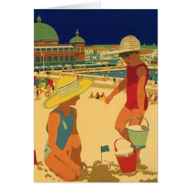 Niños de la época, hermanas de vacaciones familiar (Frente)
