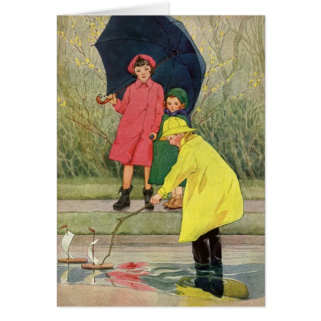 Niños de la época jugando a las charcutería Lluvia (Frente)