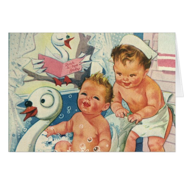 Niños de la época jugando con burbujas en la bañer (Anverso (Horizontal))