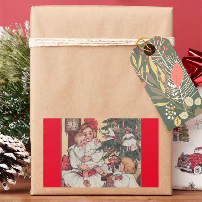 Niños de la era victoriana Pegatina navideña vinta (Vacaciones)