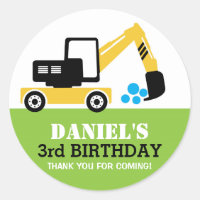 Niños de la Excavadora Amarilla Pegatina Fiesta de