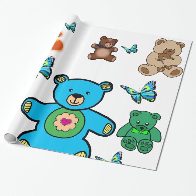 niños de oso de peluche papel envolvente (Desenrollado)