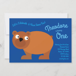 Niños de oso marrón lindo Invitación a fiesta de c