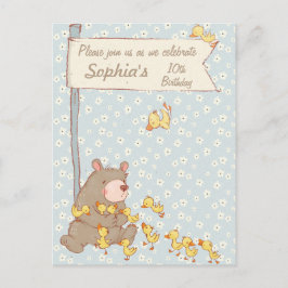 Niños de oso y ducklings Invitación de cumpleaños