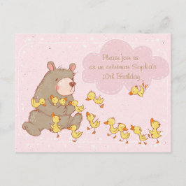 Niños de oso y ducklings Invitación de cumpleaños