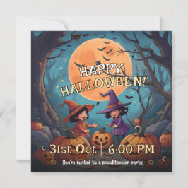 Niños de Parche de Calabaza Cuta Invitación de Hal