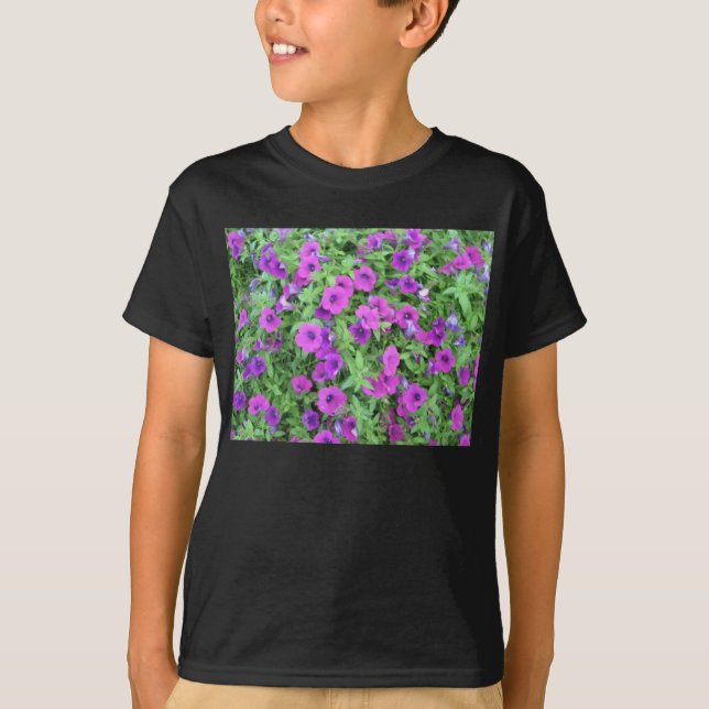 Niños de Petunias Púrpura Camiseta Oscura (Anverso)
