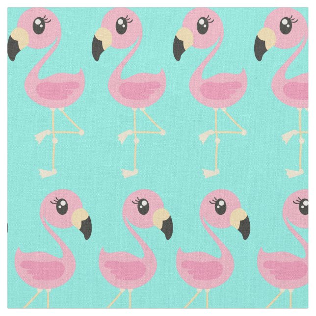 Niños de tela de tela tropical rosa Flamingo Cute (De cerca)