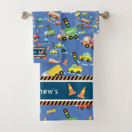 Niños De Transporte Azul. Toalla cuadrada