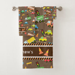 Niños de transporte Brown. Toalla cuadrada