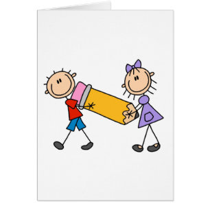 Niños del palillo con el lápiz