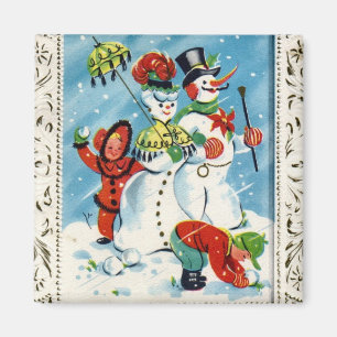 Niños del vintage del KRW en el imán del navidad
