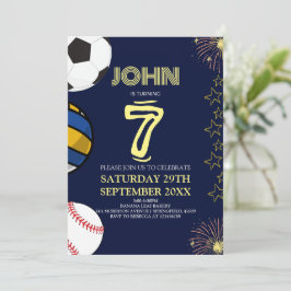 Niños Deportes Blue Modern Invitación al cumpleaño