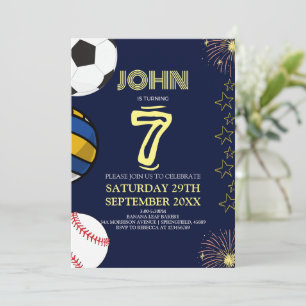 Niños Deportes Blue Modern Invitación al cumpleaño