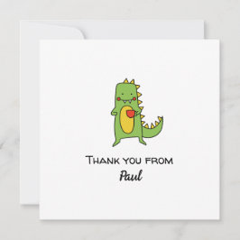 niños dinosaurio gracias pegatina tarjeta de agrad