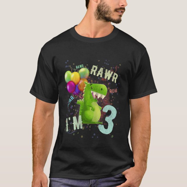 Niños Dinosaurios de 3 años Camisa de cumpleaños 3 (Anverso)