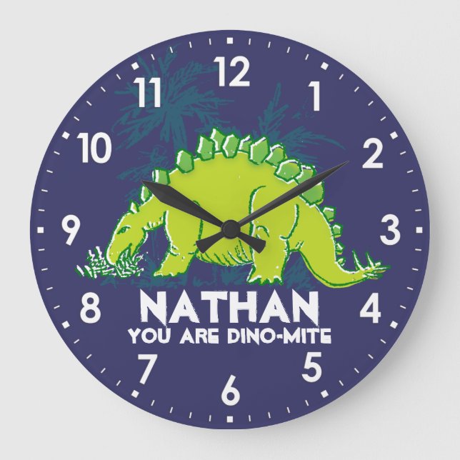 Niños dinosaurios Estegosauro reloj de nombres ver (Anverso)