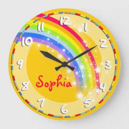 Niños divertidos arcoiris nombre reloj de pared am