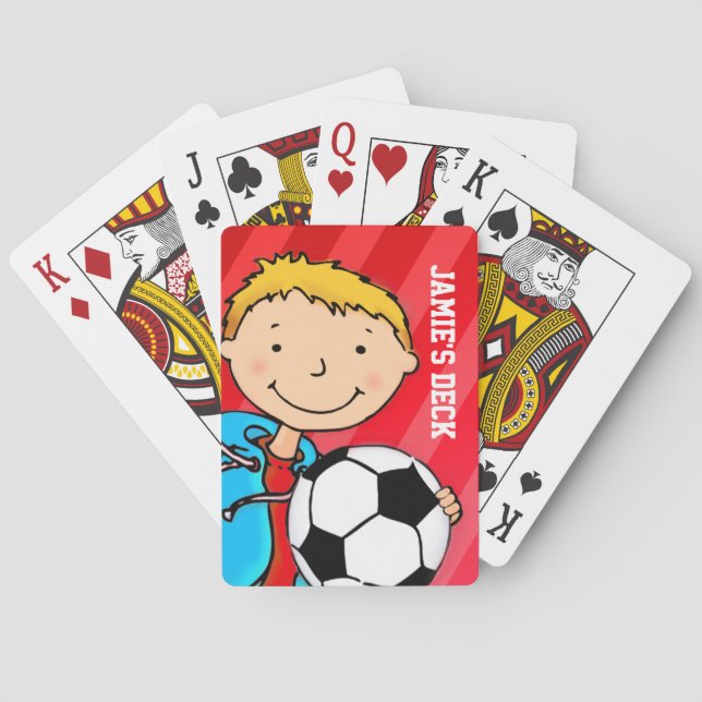 Niños divertidos de fútbol rojo llamado cartas de  (Reverso)