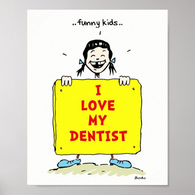 Niños divertidos Posters de citas dentales positiv (Frente)