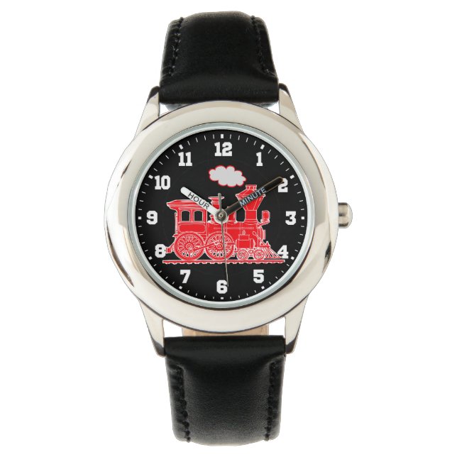 Niños divertidos reloj de pulsera de tren rojo y n (Anverso)