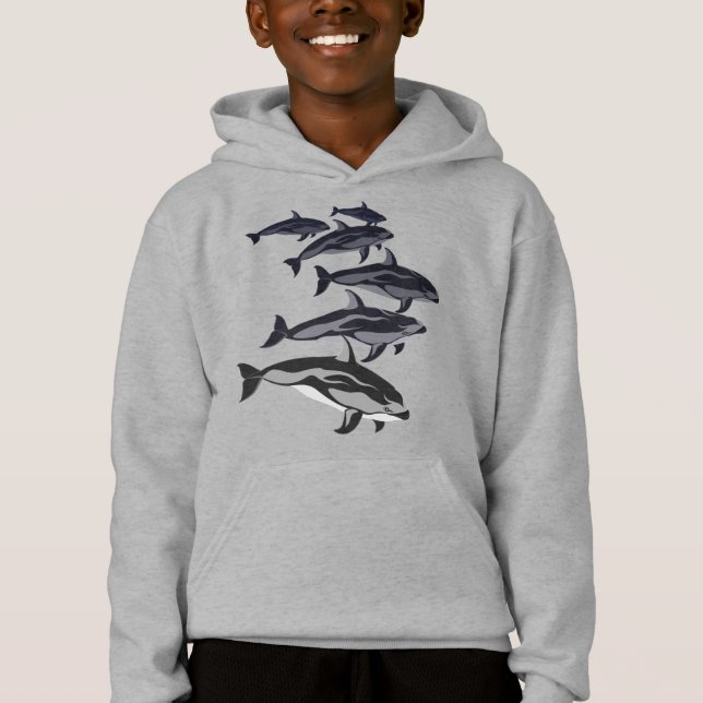 Niños Dolphin Hoodie Blanco Delfín Sweatshirt (Anverso)