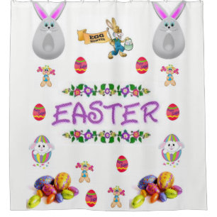 niños easter conejita cortina de ducha blanca